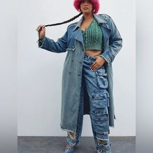 Denim trench jacket